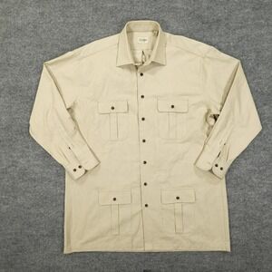 Gitman Bros Shirt Mens XL Beige Twill Long Sleeve Button Up Field USA Safari